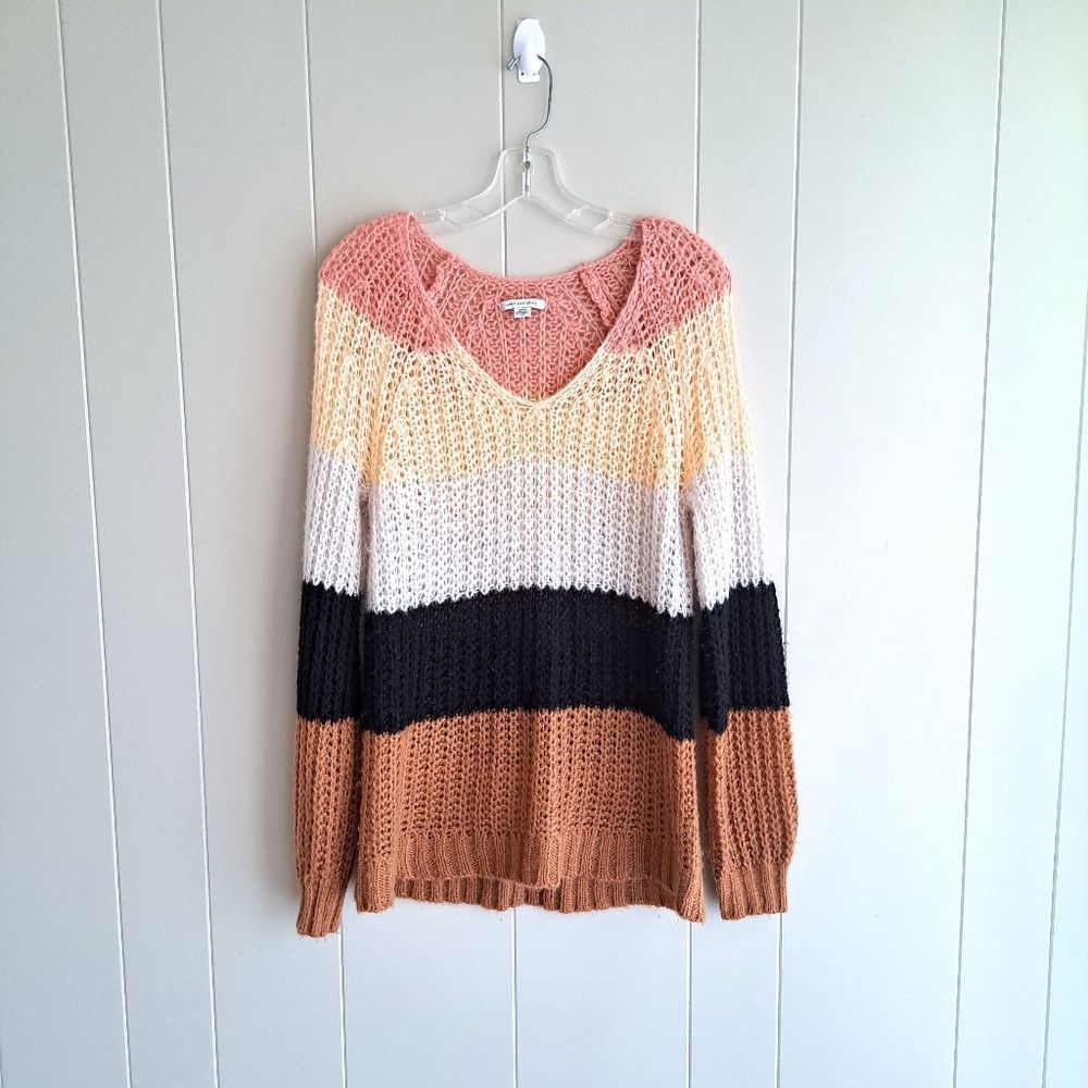 American Eagle Outfitters Women Color Block Pullover Sweater Size Small